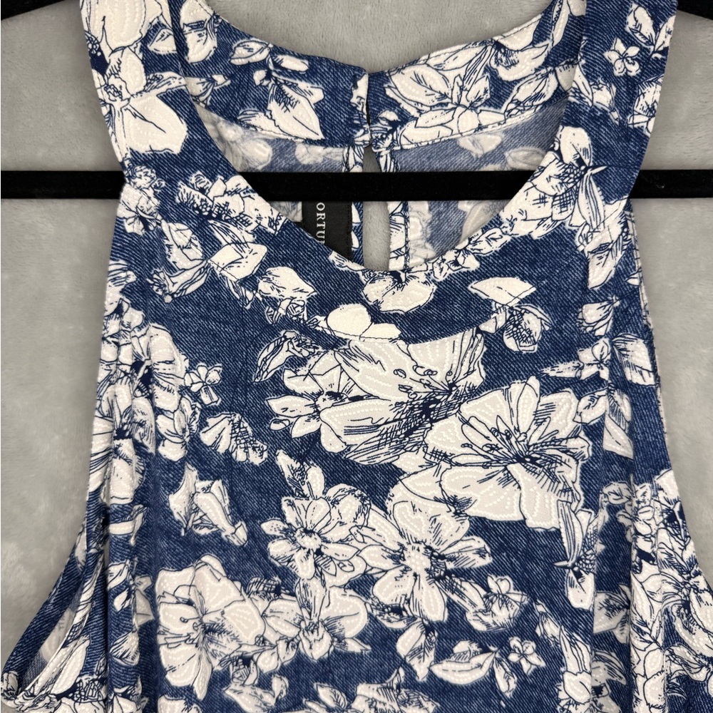 Fortune + Ivy Lightweight Floral Blue Women's Tunic Top